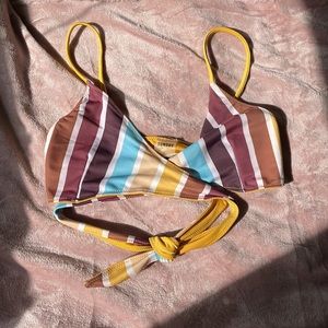 NWOT BOGO Sunday Retro Wrap Stripe Swim Top